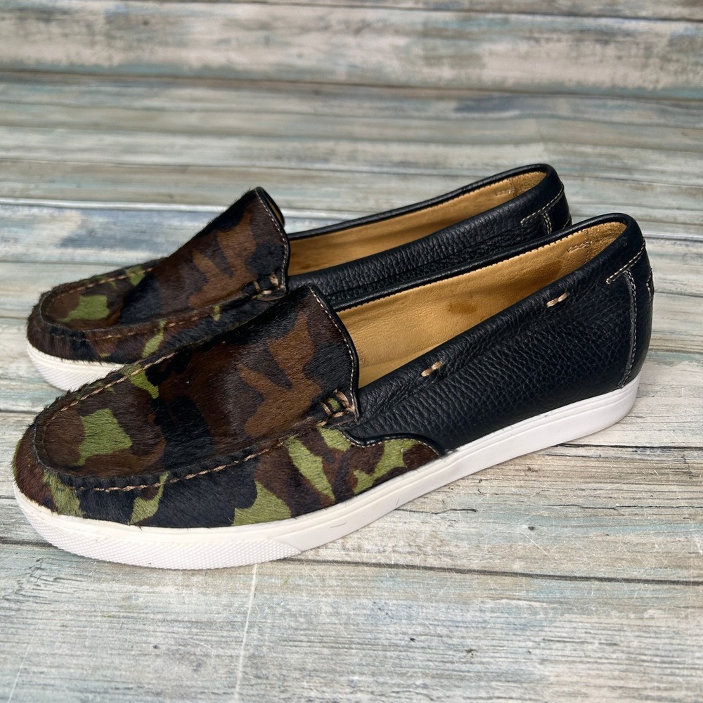 Peter Millar Camo Leather‎ Calf Hair Loafer Flat Womens Size 7M Slip On